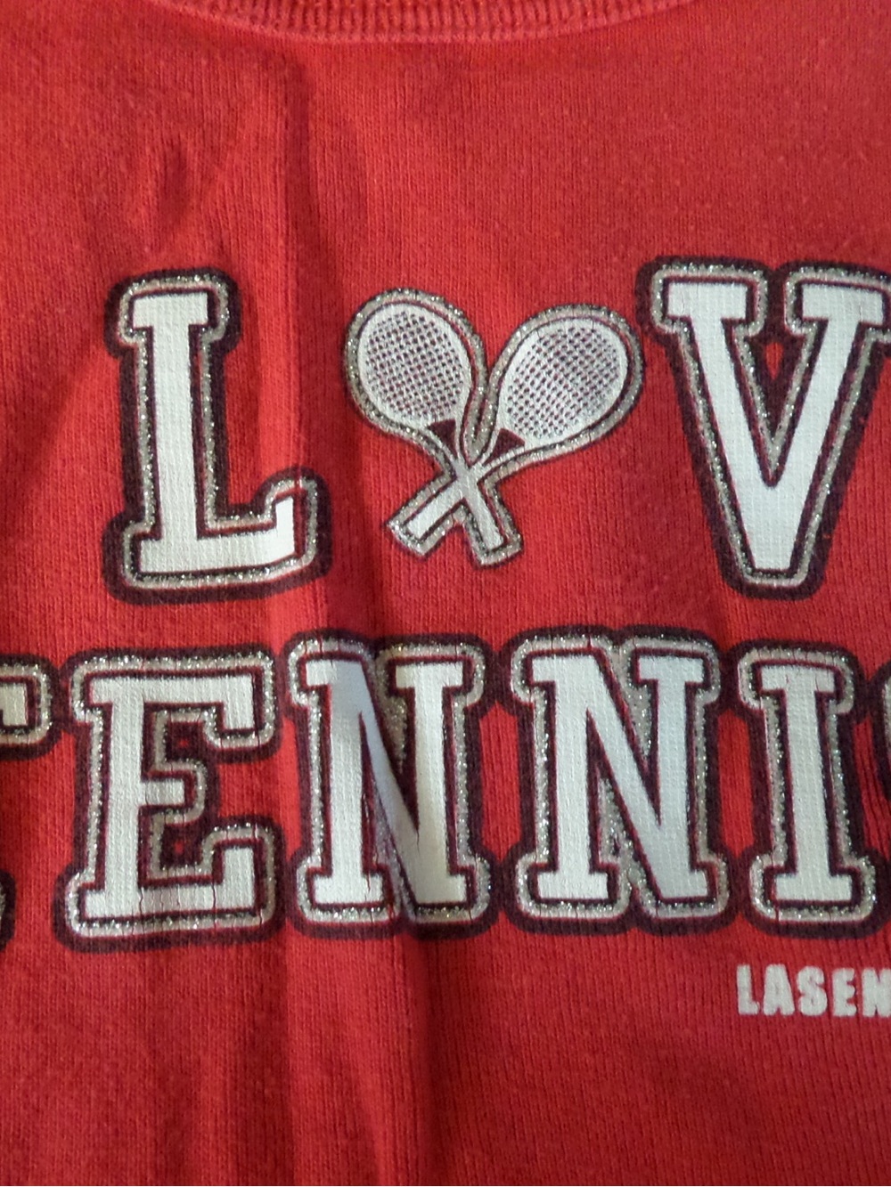 La SENZA Red 'Love Tennis' Women's Sleep Top with White & Silver Accents
